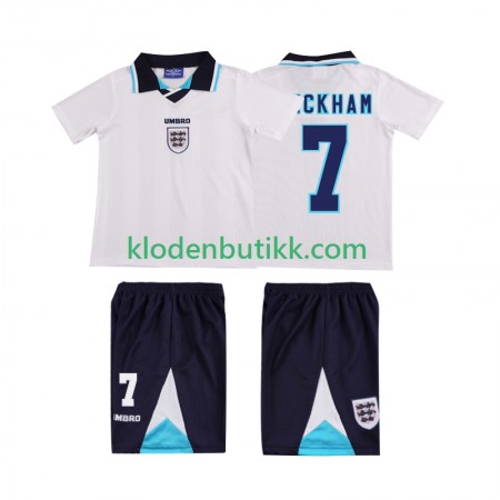 England Beckham 7 Barn Retro Hjemme Fotballdrakt 1996 Kortermet